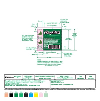 Spearmint Primary Upc 383711008955 (70007401 Shrink Cs Spearmint Withupc Pp Sg3)